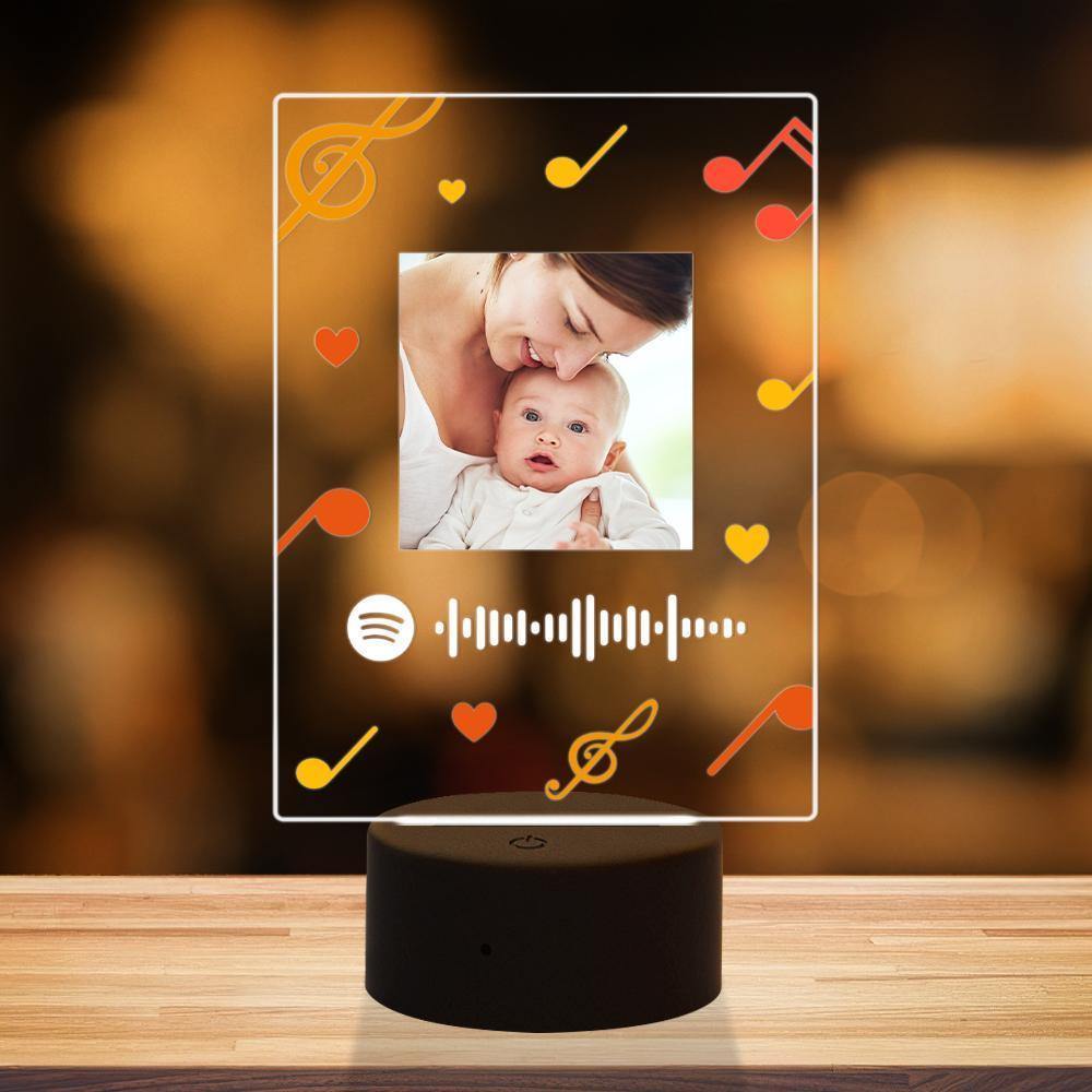 Father's Day Gift Spotify Led Lamp Custom Photo Night Light Music Song Plaque 7 Colors - yournamenecklace