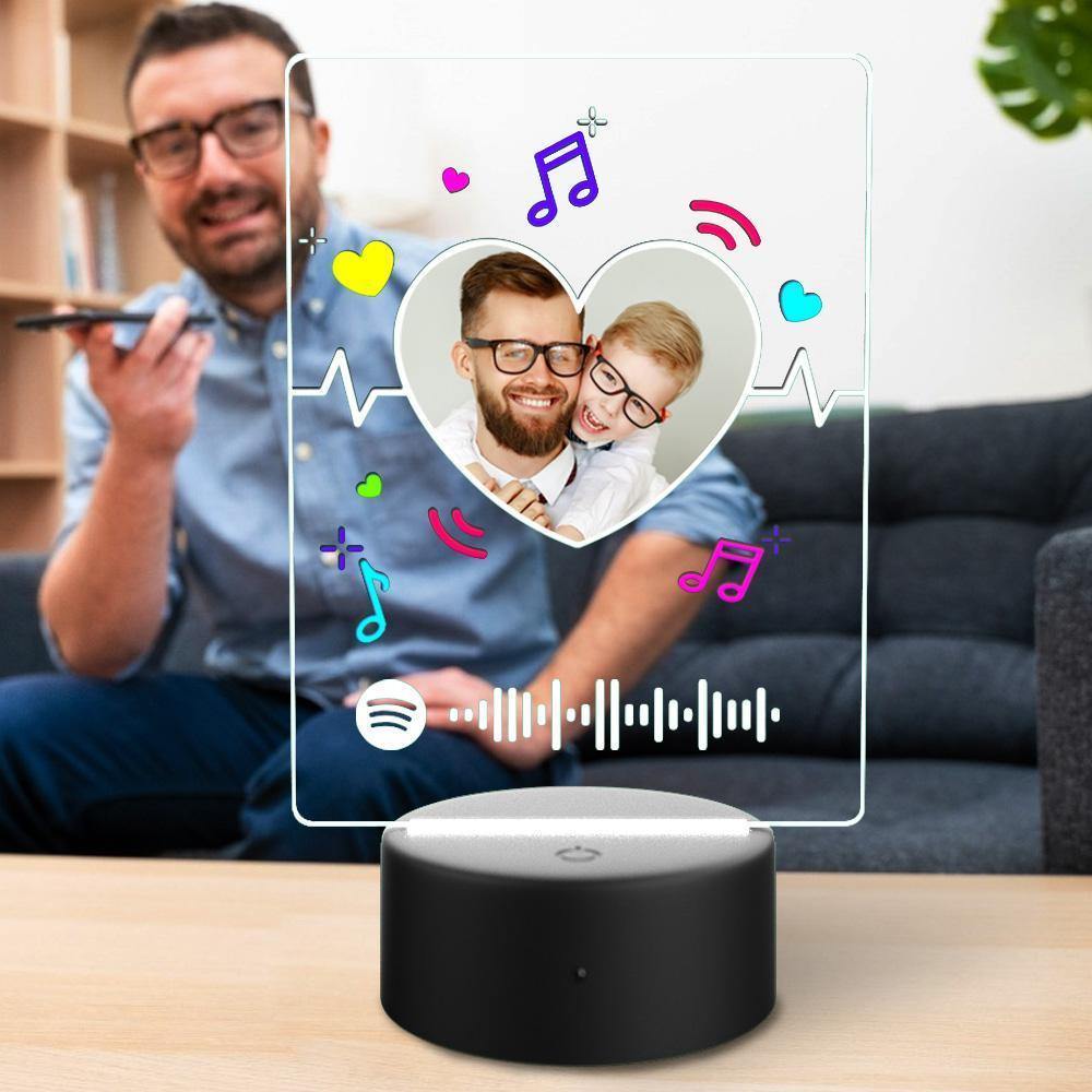 Father's Day Gift Spotify Led Lamp Custom Photo Night Light Music Song Plaque 7 Colors - yournamenecklace