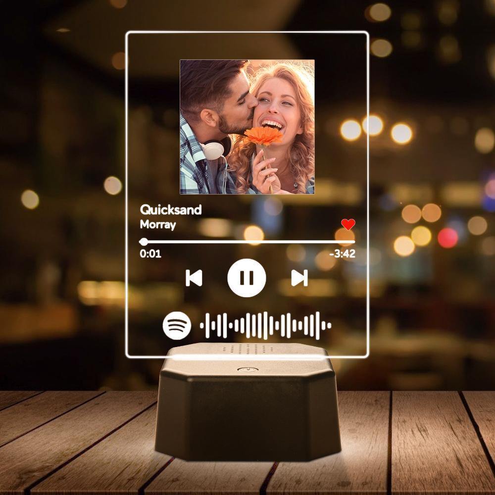 Personalized Photo Spotify Song Light Up Plaque & Stand Bluetooth Speaker Anniversary Gift - yournamenecklace