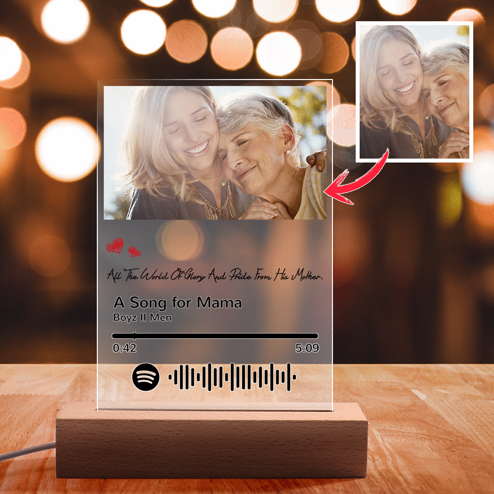 Scannable Spotify Code Night Light Photo Engraved Gifts for Mom us