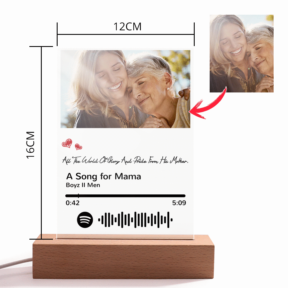 Scannable Spotify Code Night Light Photo Engraved Gifts for Mom us