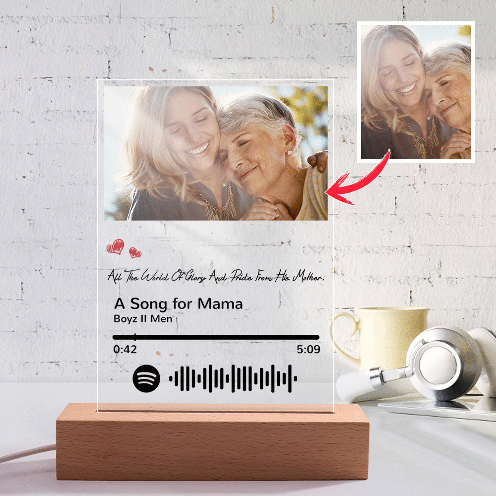 Scannable Spotify Code Night Light Photo Engraved Gifts for Mom us