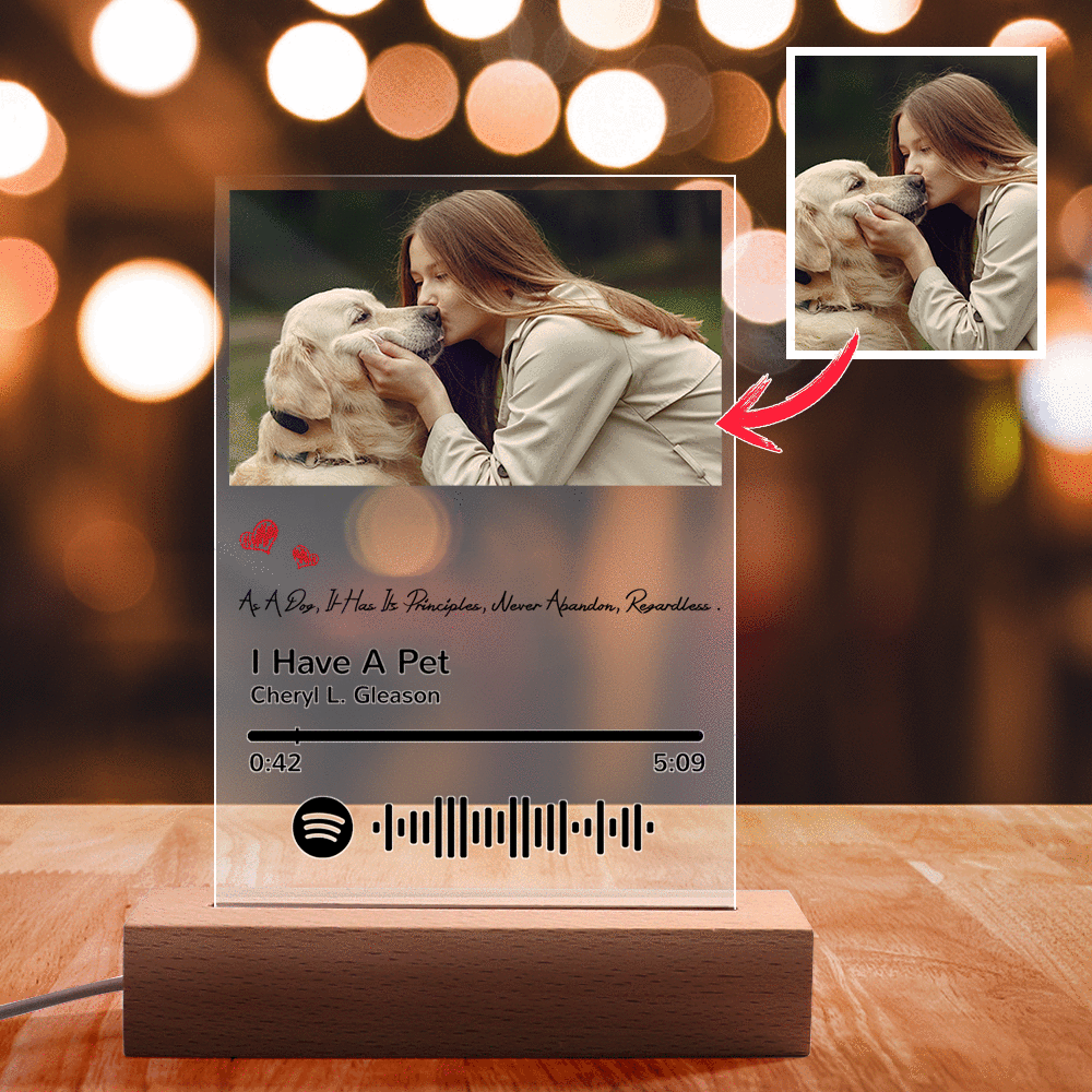 Scannable Spotify Code Night Light Photo Engraved Acrylic Pet Theme Gifts us