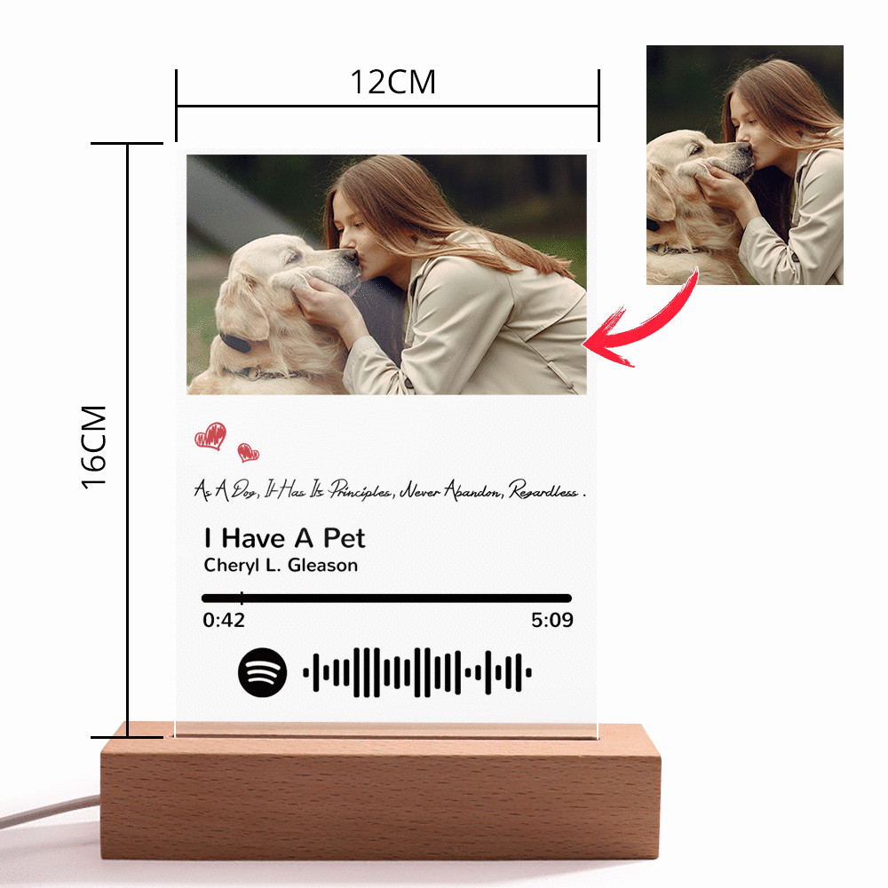 Scannable Spotify Code Night Light Photo Engraved Acrylic Pet Theme Gifts us