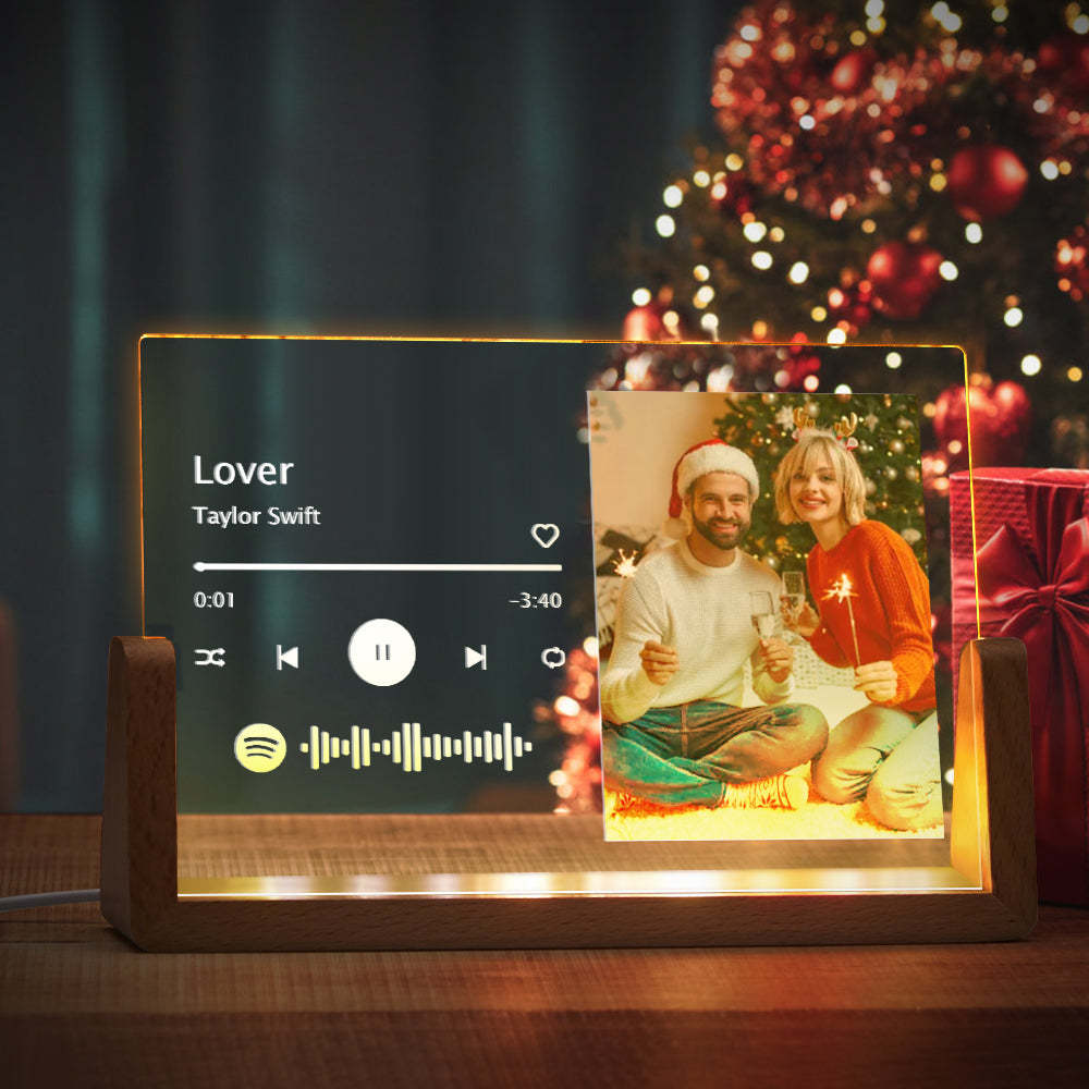 Custom Scannable Spotify Code Keychain Custom Spotify Plaque Personalized Photo Nightlight Christmas Gift - yournamenecklaceau
