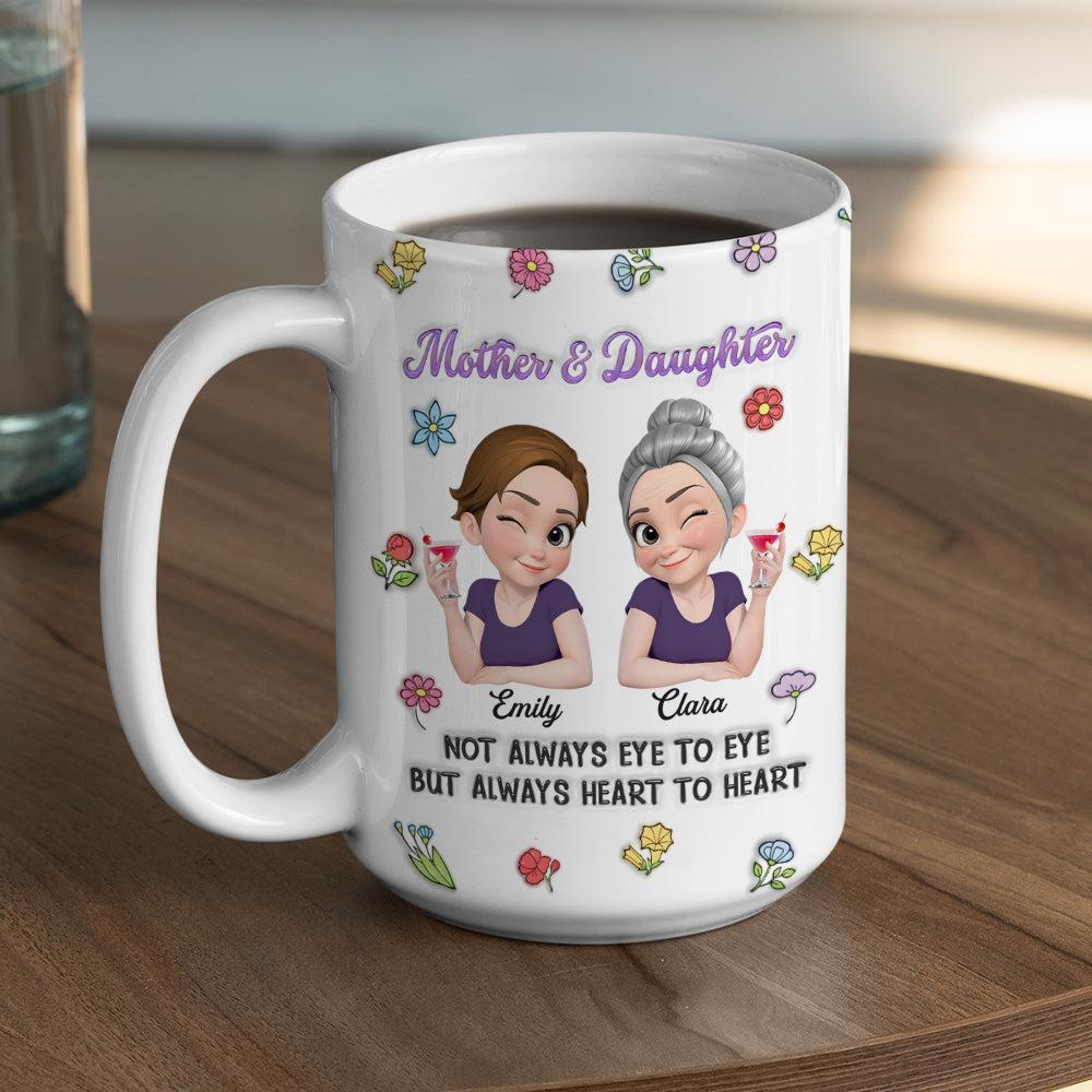 Personalized Mother and Daughter Coffee Mug Cartoon Character Ceramic Cup Gift for Mom Custom Name Mug - NameNecklaceAU