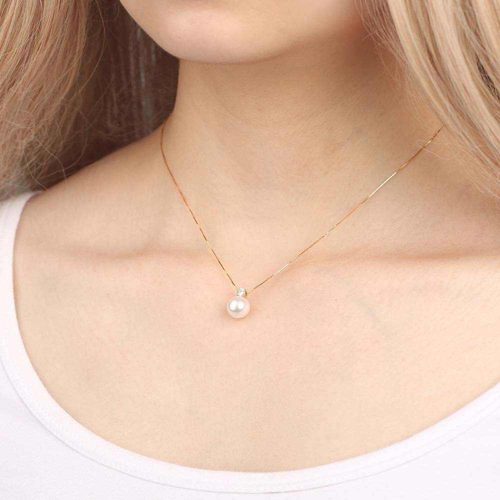 Pearl Necklace Single Crystal 18K Gold - Golden - soufeelus