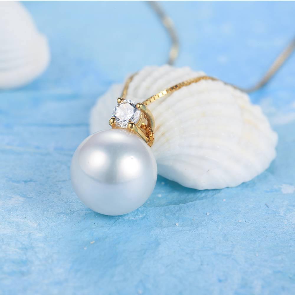 Pearl Necklace Single Crystal 18K Gold - Golden - soufeelus