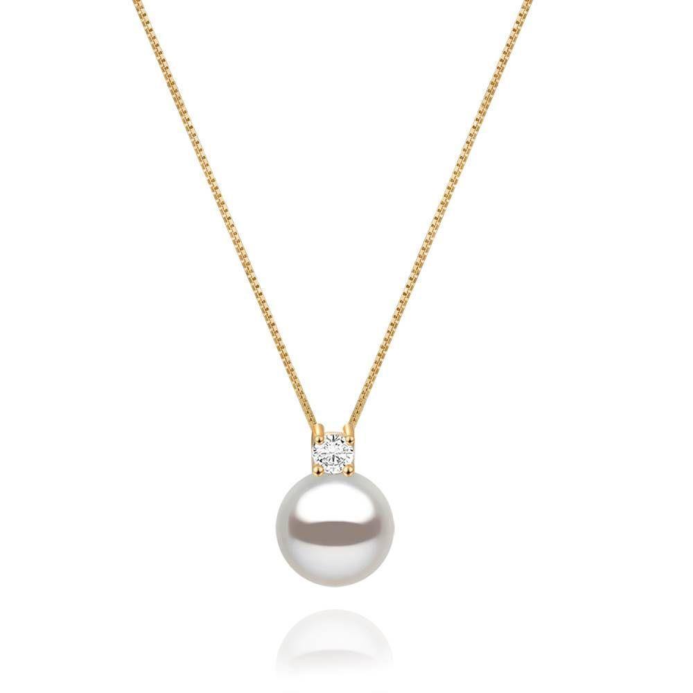 Pearl Necklace Single Crystal 18K Gold - Golden - soufeelus