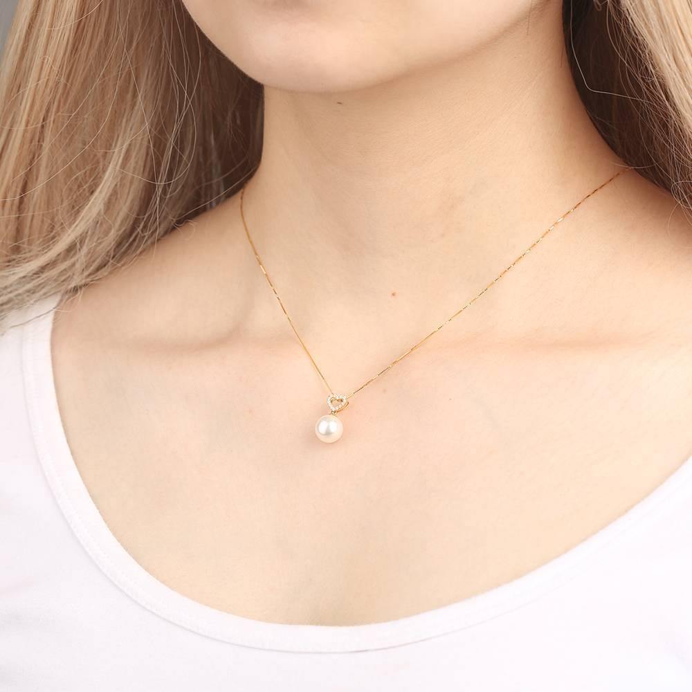 Pearl Heart Necklace 18K Gold - Golden - soufeelus