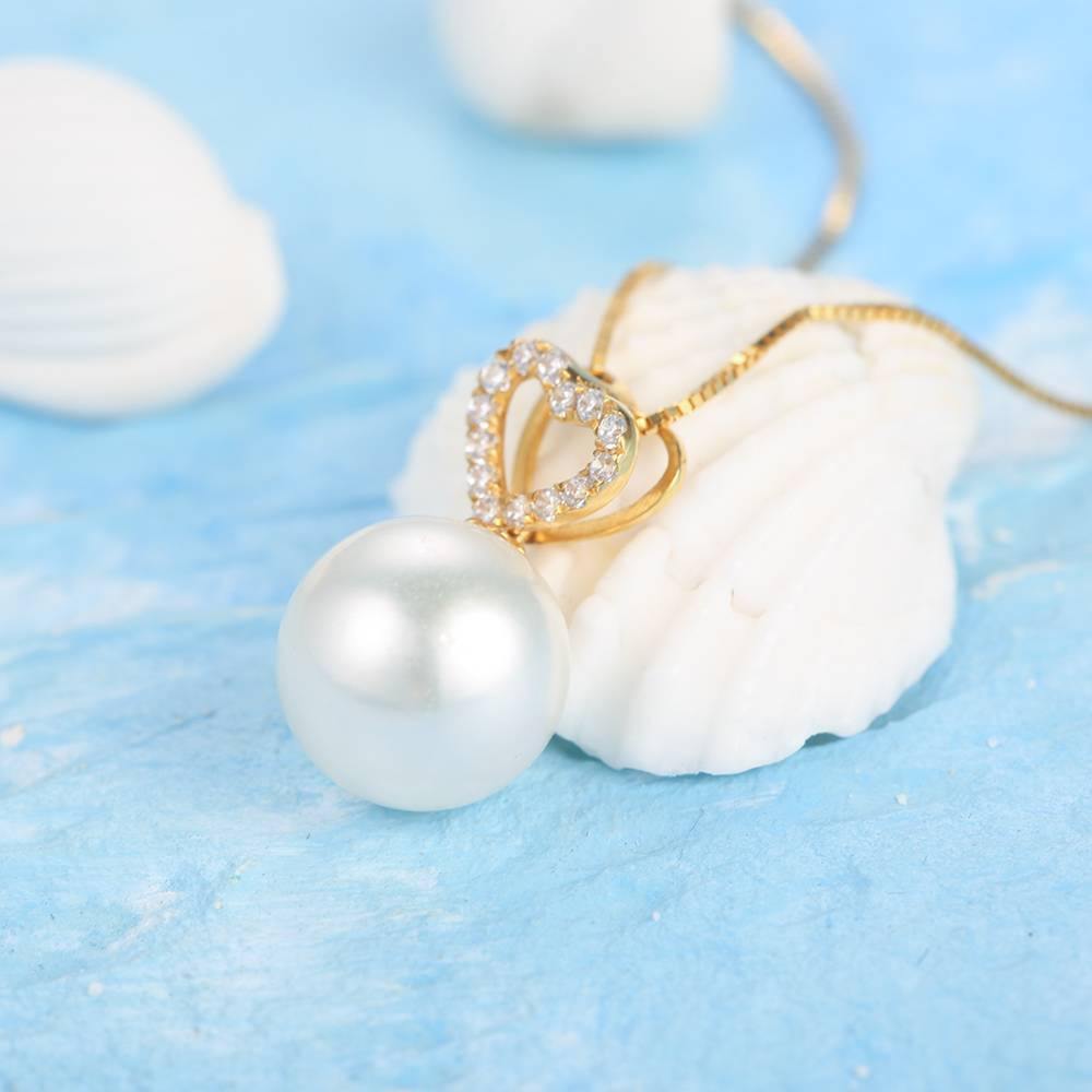 Pearl Heart Necklace 18K Gold - Golden - soufeelus