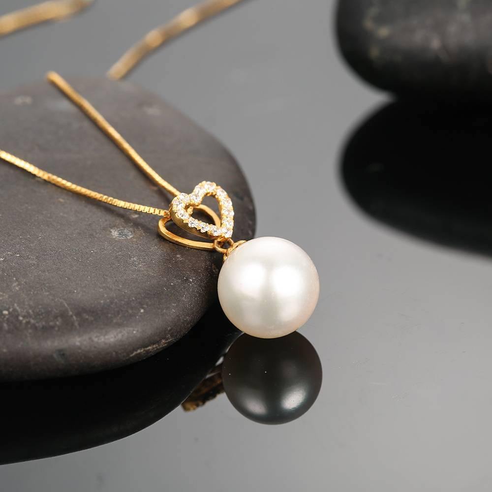 Pearl Heart Necklace 18K Gold - Golden - soufeelus