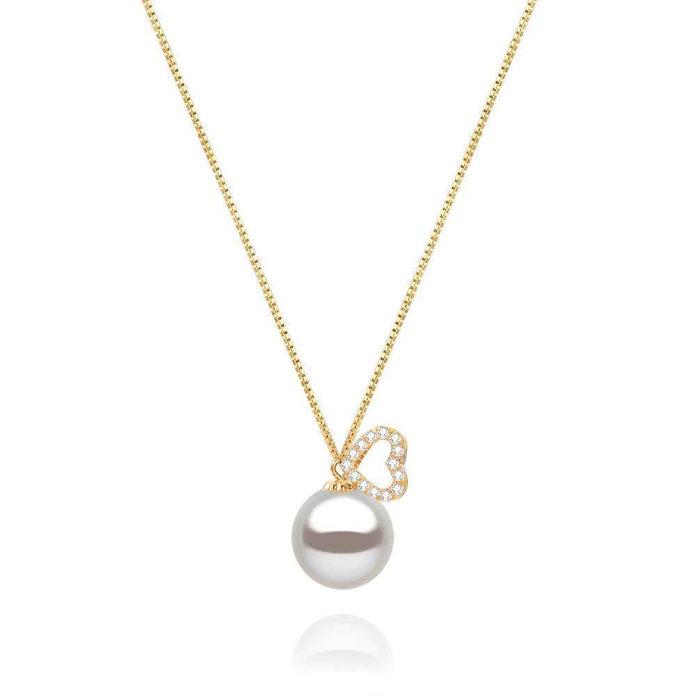 Pearl Heart Necklace 18K Gold - Golden - soufeelus