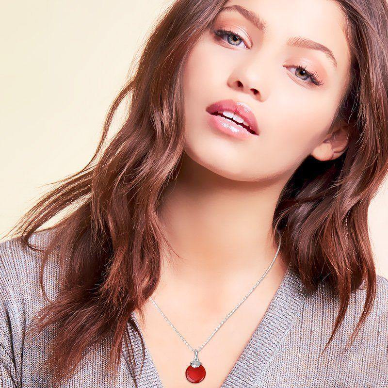 Bright Red Necklace Silver - soufeelus