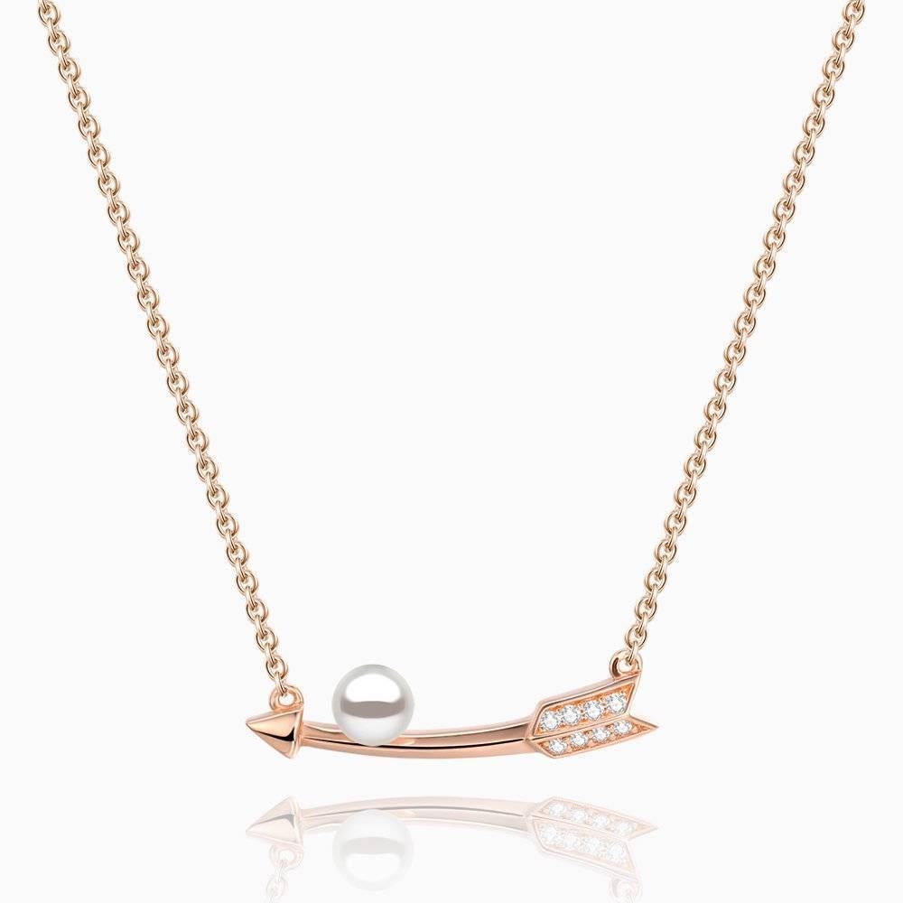 Cupid's Arrow Pearl Necklace Rose Gold Plated Silver - soufeelus