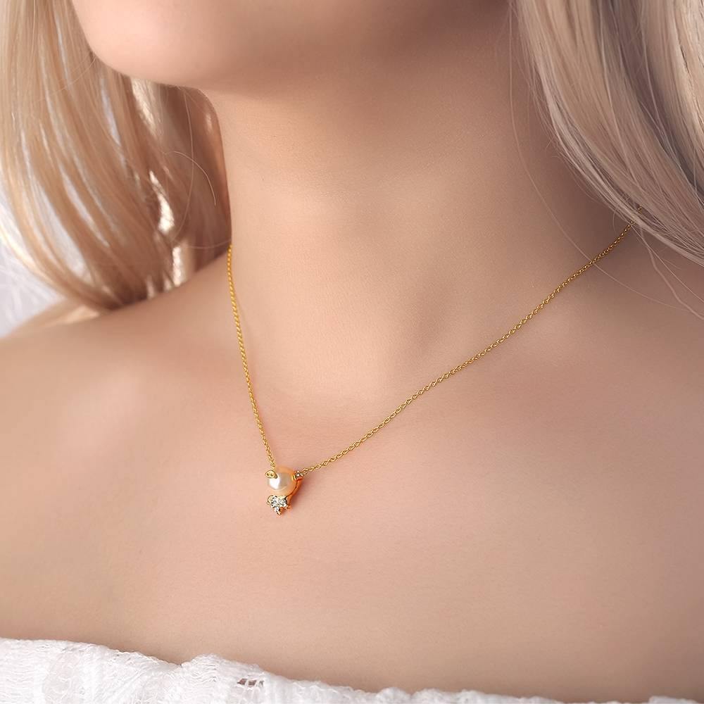 Pearl Pig Pendant Necklace 14K Gold Plated Silver - soufeelus