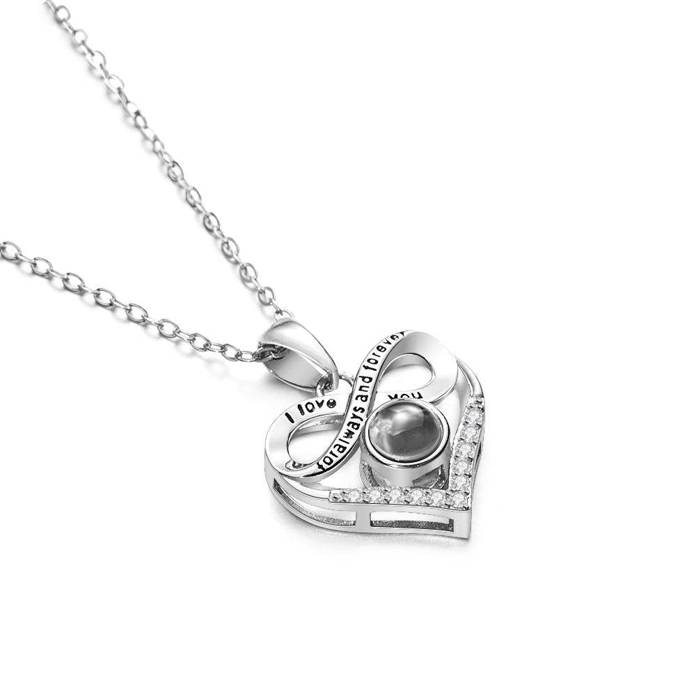 Custom Infinite Photo Projection Necklace Memorial Gift for Mom Infinity Love Necklace Personalized Picture Inside Jewelry - yournamenecklaceau
