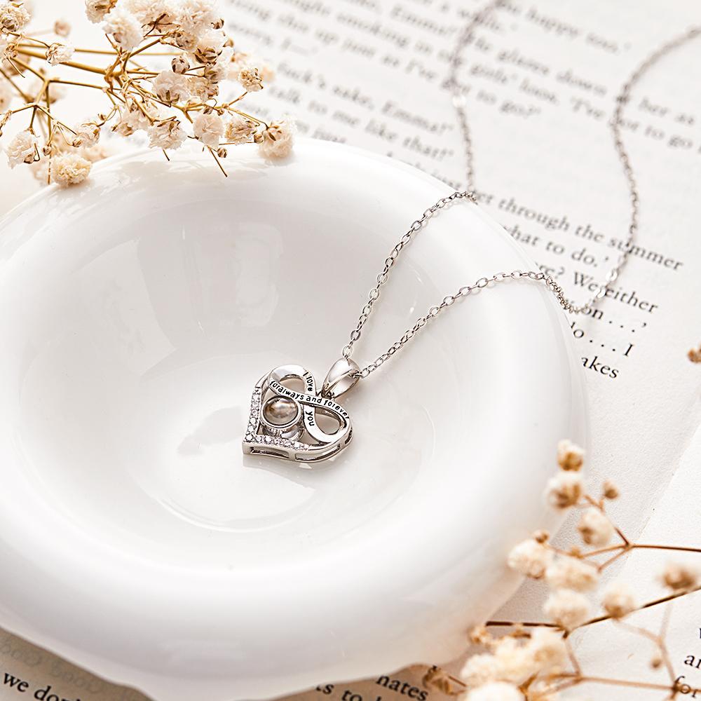 Custom Infinite Photo Projection Necklace Memorial Gift for Mom Infinity Love Necklace Personalized Picture Inside Jewelry - yournamenecklaceau