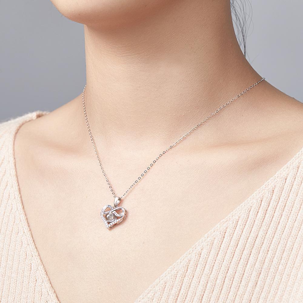 Custom Infinite Photo Projection Necklace Memorial Gift for Mom Infinity Love Necklace Personalized Picture Inside Jewelry - yournamenecklaceau