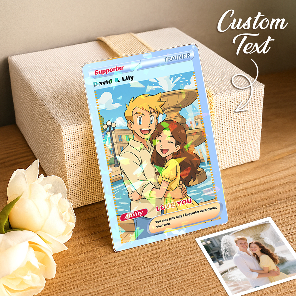 Custom Anime Trading Card Personalized Collectible Card with Your Photo & Name| Unique Gift for Fans & Couples Christmas Gifts - NameNecklaceAU