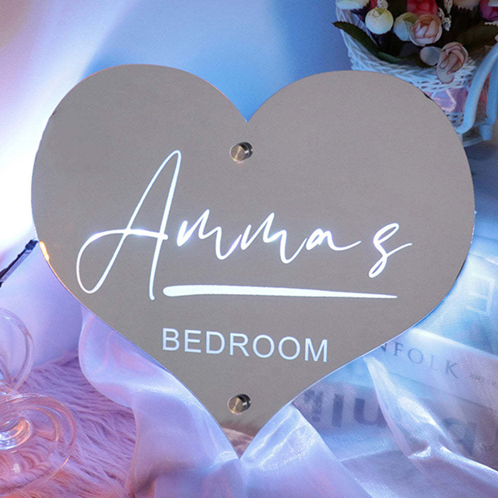 Custom Name Heart-shaped Marquee Mirror Light - yournamenecklaceau