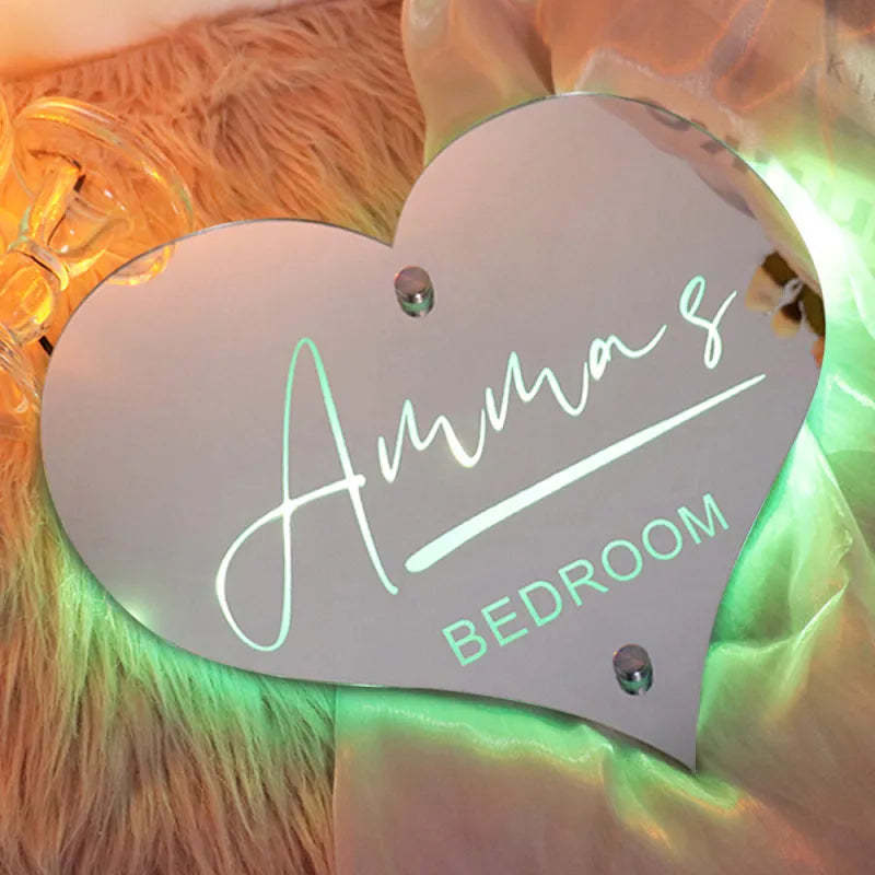 Personalized Name Mirror Sign Optional Templates Neon Sign With LED Lights Custom Text Multicolor Glow Wall Decor Gift for Family - yournamenecklaceau