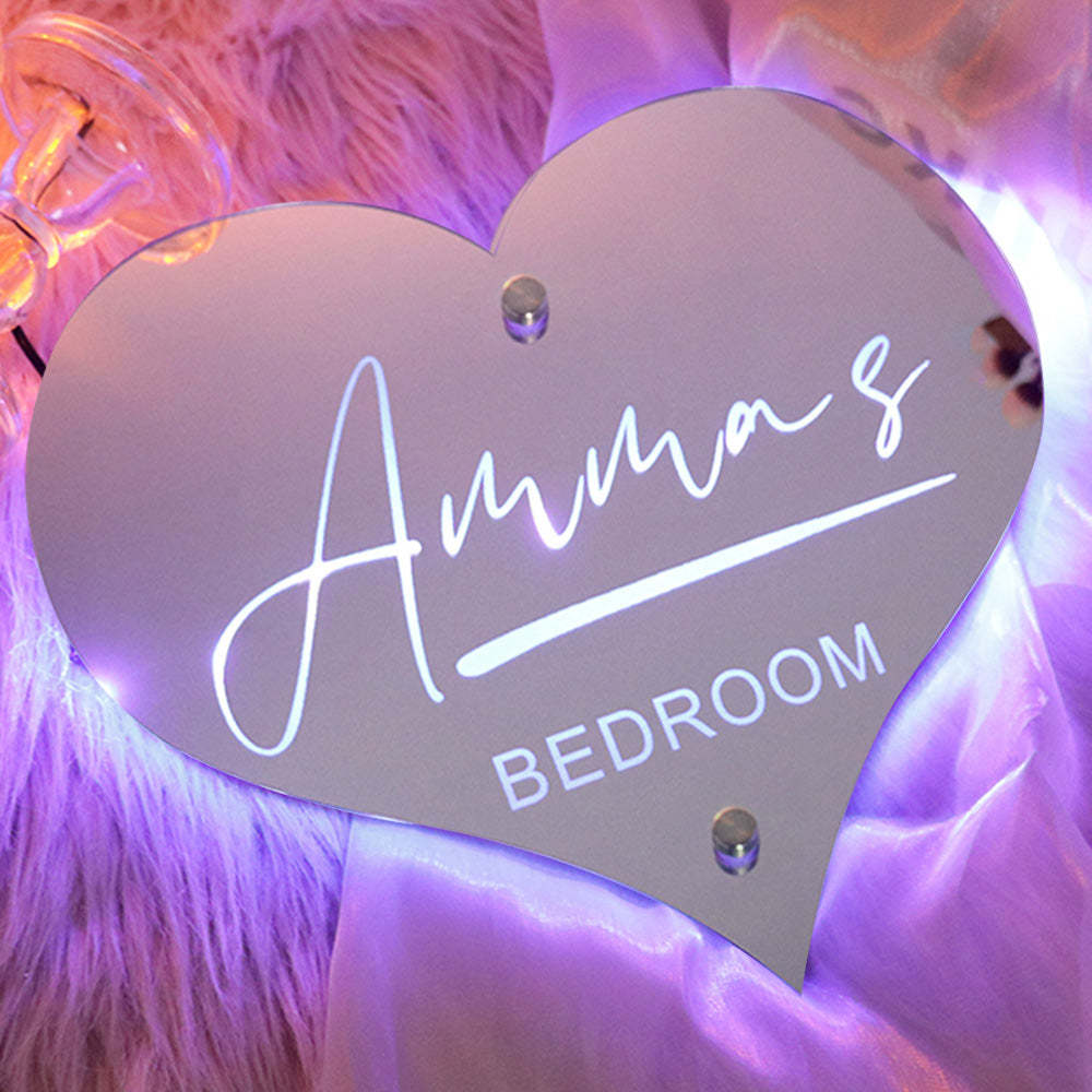 Custom Name Heart-shaped Marquee Mirror Light - yournamenecklaceau