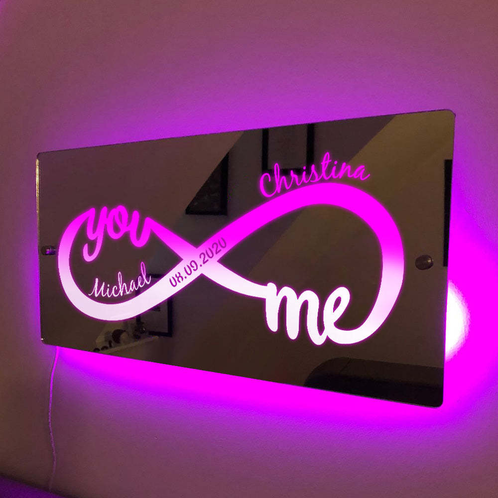 Personalized Name Mirror Light Infinity Love Gift for Couple - yournamenecklaceau
