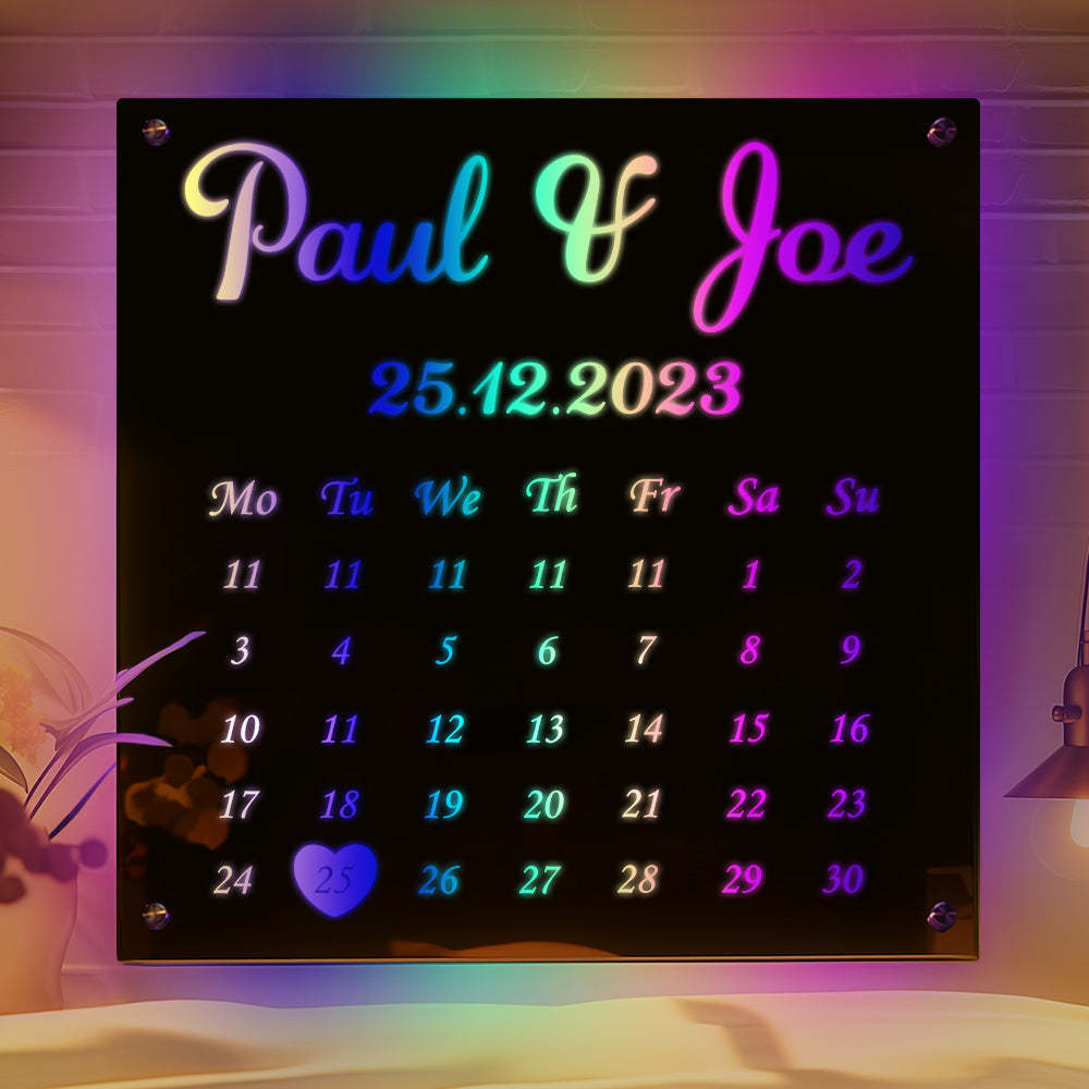 Personalized Mirror Light Custom Date Couple Gift - yournamenecklaceau