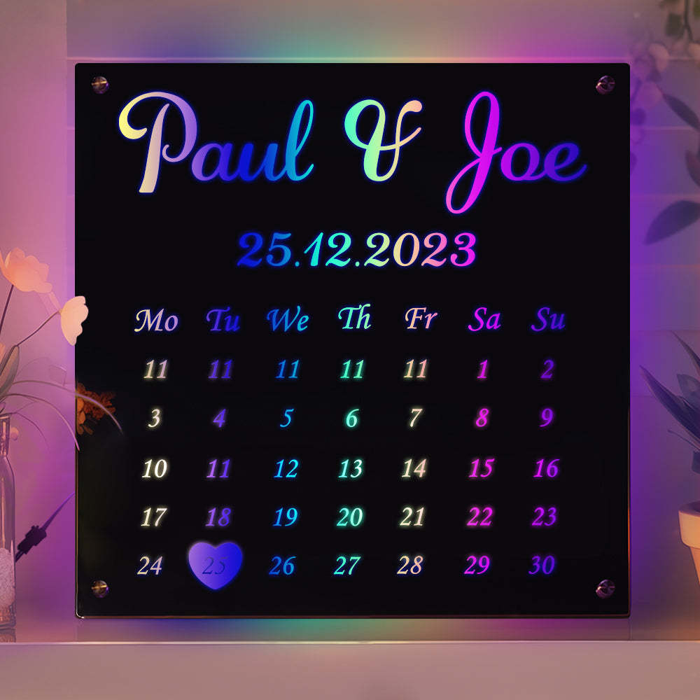 Personalized Mirror Light Custom Date Couple Gift - yournamenecklaceau