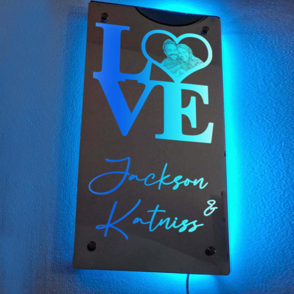 Personalized Name Heart Photo LOVE Mirror Light Couple Gift - yournamenecklaceau