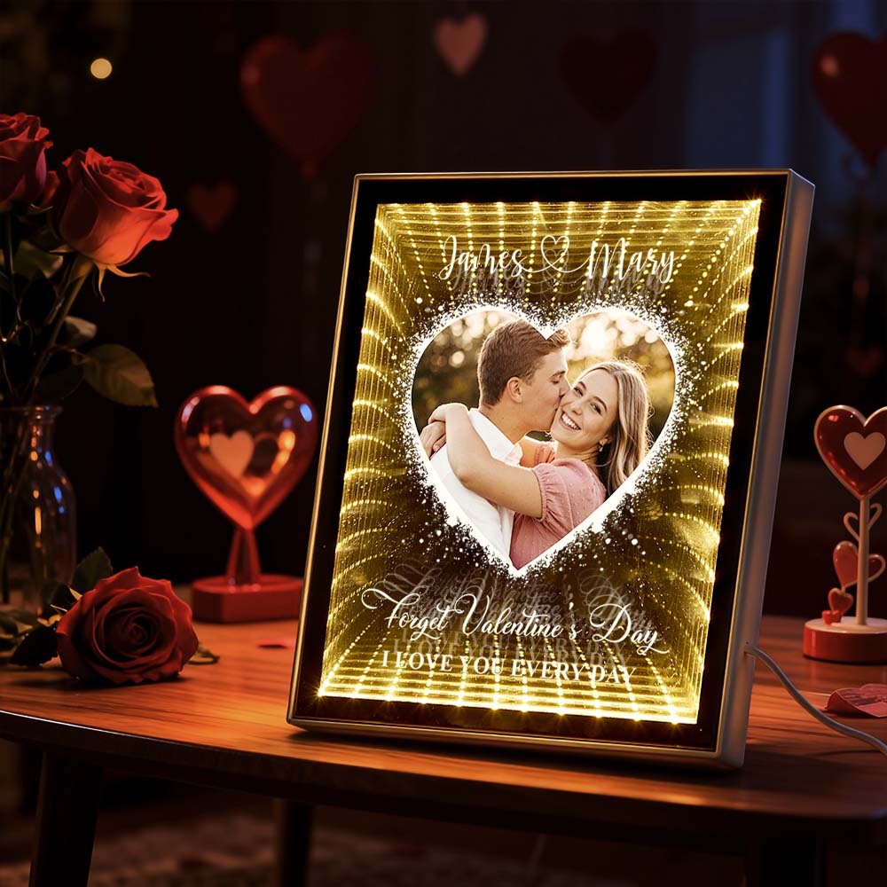 I Love You Every Day Personalized Photo Infinity Mirror Light Box Custom Picture Infinity Mirror Wall Decor Valentine's Day Gifts - NameNecklaceAU