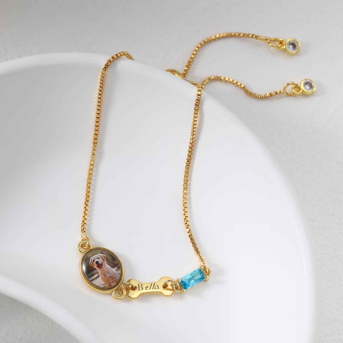 Personalized Pet Memorial Bracelet with Photo Custom Pet Paw Print and Name Memorial Bracelet Heartfelt Pet Memory Bracelet for Dog and Cat Lovers - NameNecklaceAU