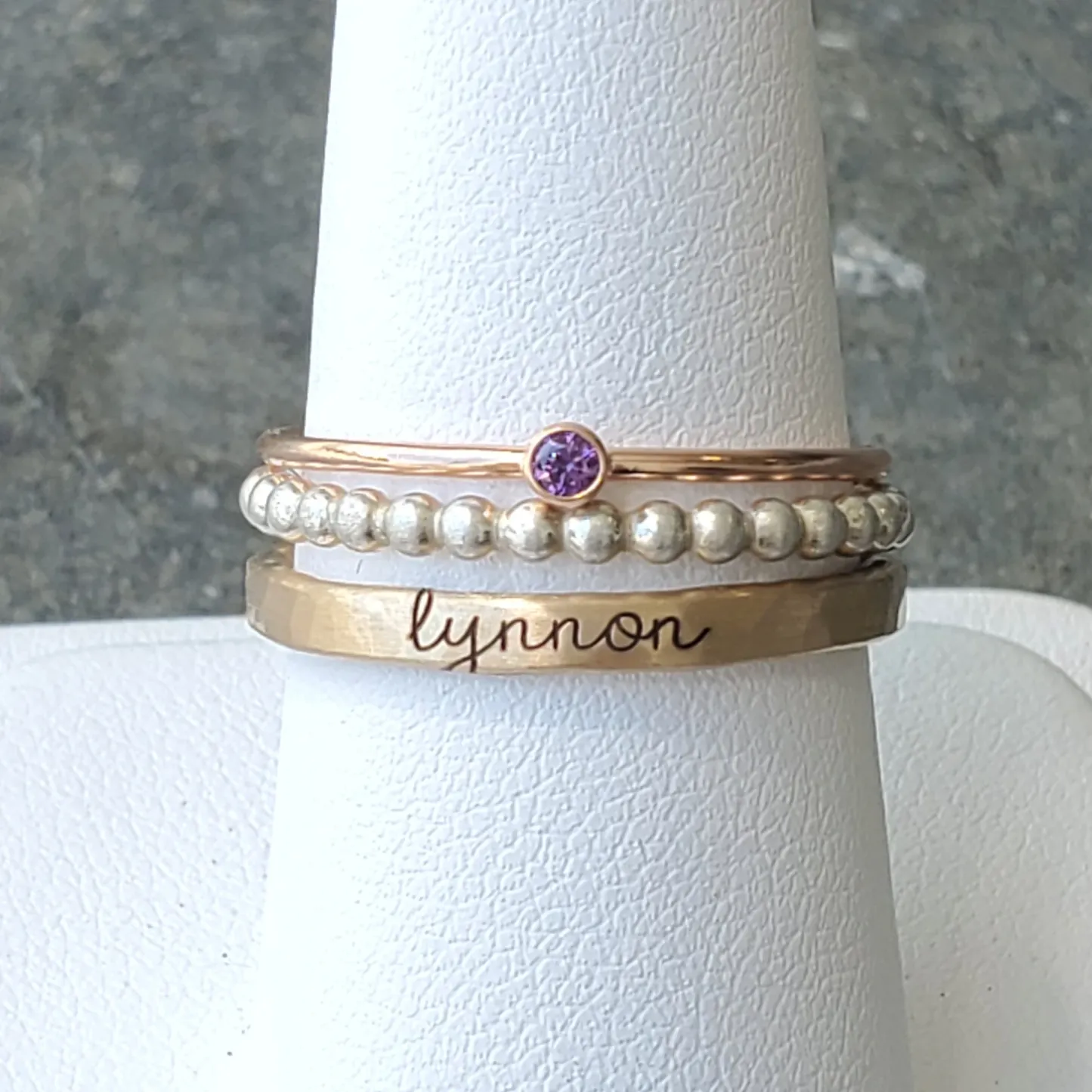 Custom Cursive Name Ring with Birthstone Personalized Name & Birth Month Ring Elegant Engraved Name Ring Gift for Her - NameNecklaceAU