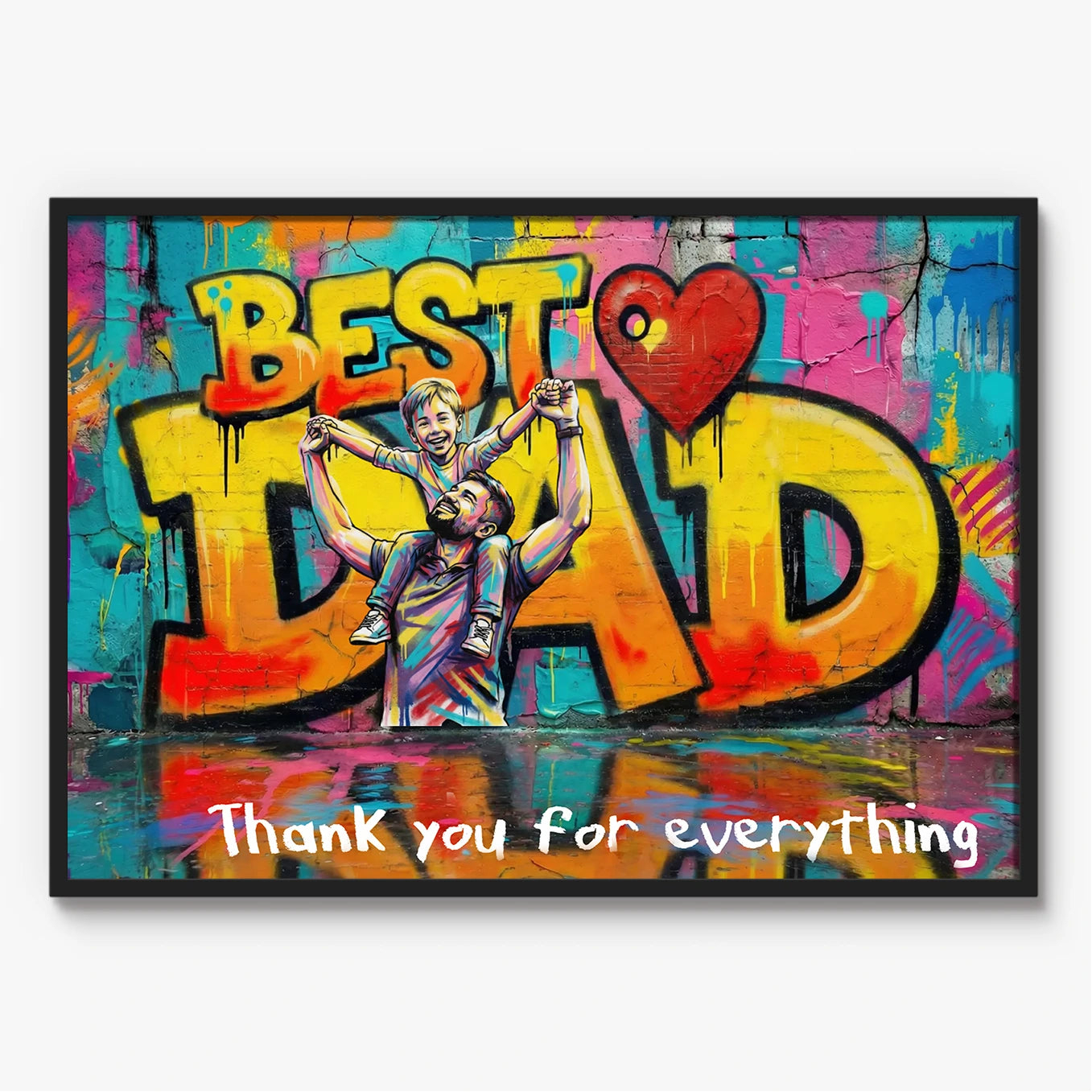 Personalized Photo Graffiti Poster Custom Photo Street Art Wall Decor Fathers Day Gift for Dad - NameNecklaceAU
