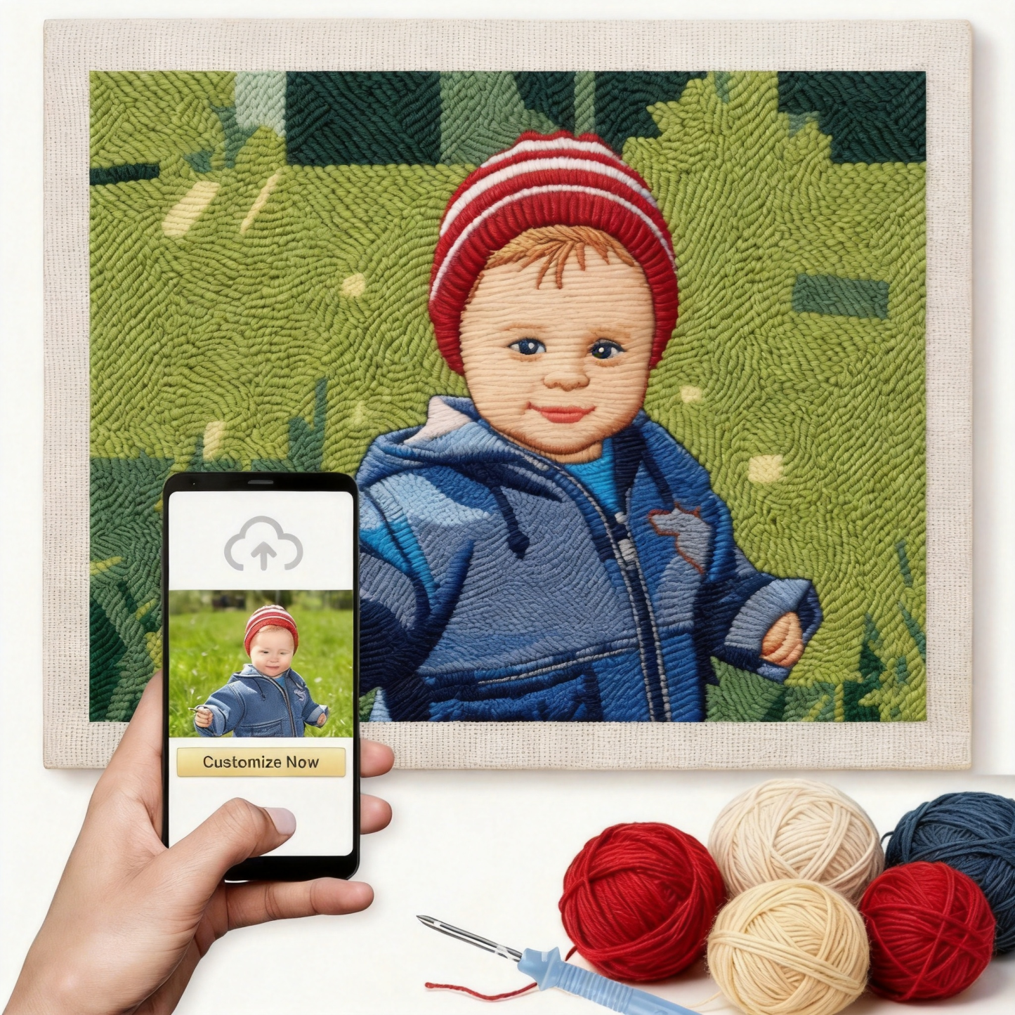 Personalized Photo Punch Needle Kit Custom Picture Embroidery Craft Anniversary Couple Portrait Material Pack Gift for Girlfriend - NameNecklaceAU