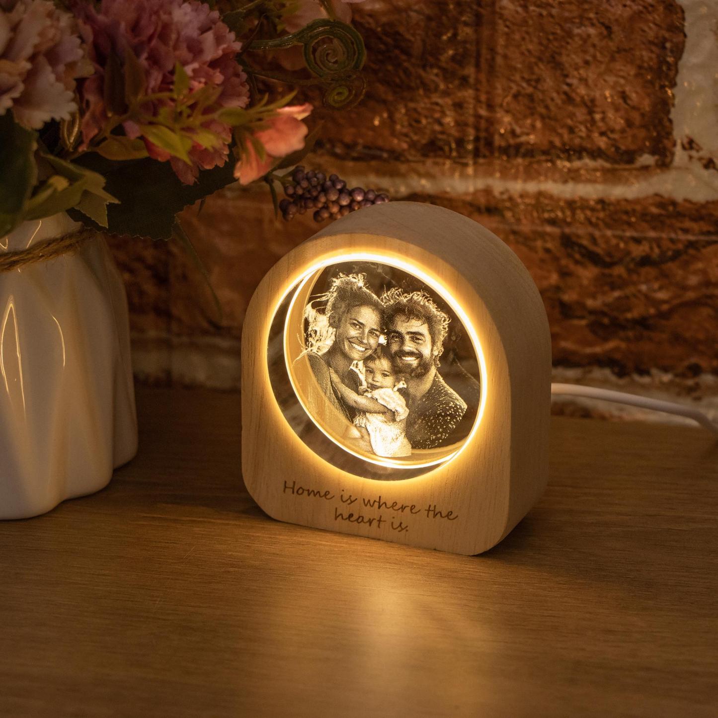 Personalized 3D Photo Engraved Crystal Custom Family 3D Laser Etched Photo Crystal Custom Portrait Art for Home Decor Christmas Gifts - NameNecklaceAU