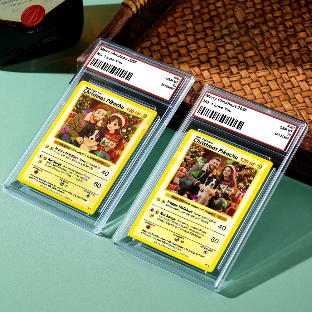 Custom Trading Game Card Merry Christmas Present for Lover Turn Your Photo into a Unique Collectible Pixel Man Style Card Xmas Gift Idea - NameNecklaceAU