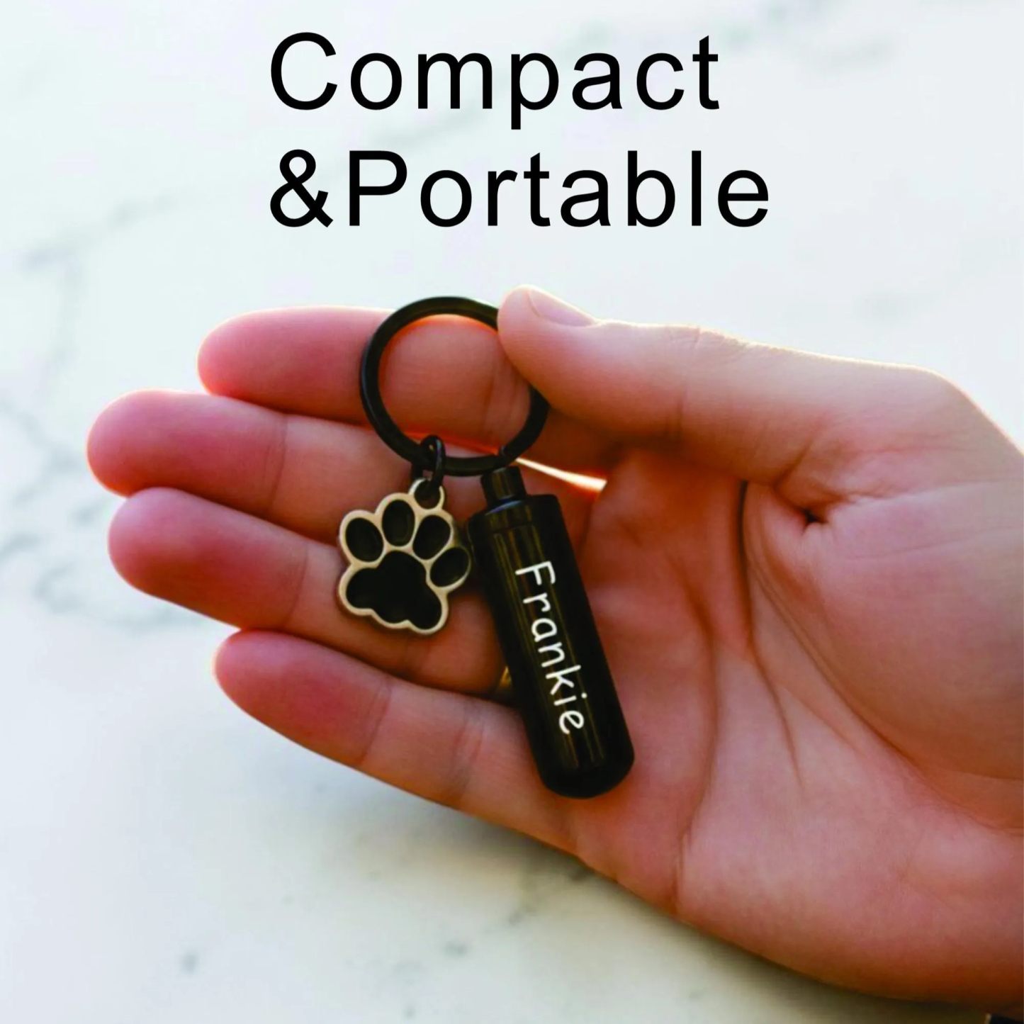 Personalized Pet Ashes Cylinder Name Keychain Custom Engraved Paw Print Urn Keepsake Memorial Ashes Cylinder Token Gift For Pet Loss - NameNecklaceAU