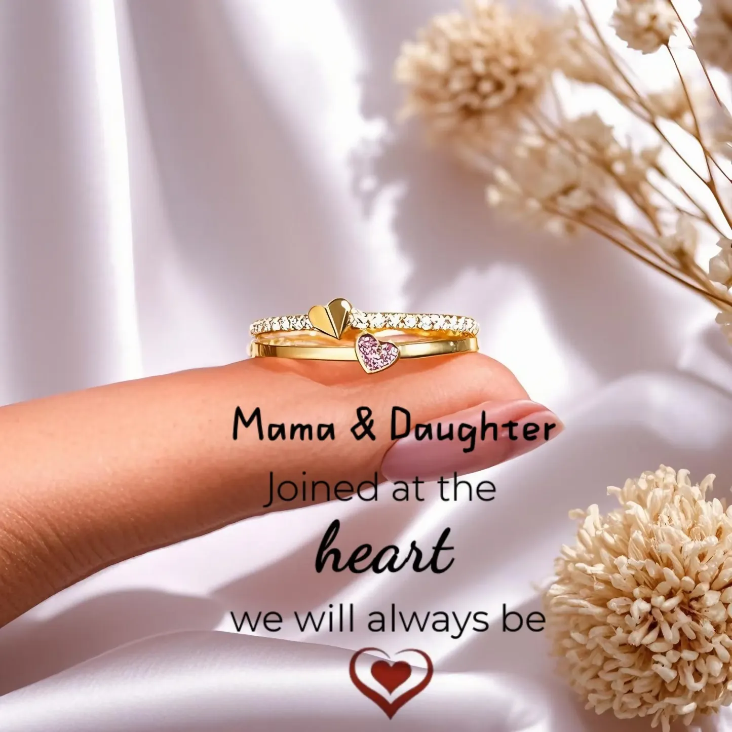 Mother's Ring Mama Daughter Joined At The Heart Sentimental Jewelry Gift for Mom Mother`s Day Gifts - NameNecklaceAU