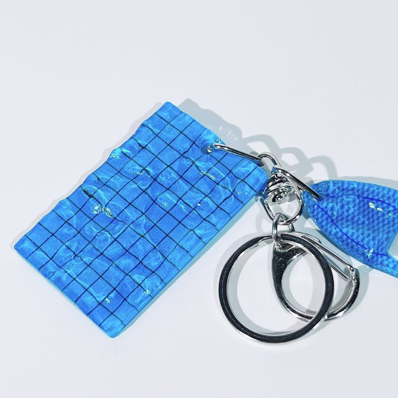Water Ripple Swimming Pool Keychain Swim Cap Goggles Kickboard Charm Keyring - NameNecklaceAU
