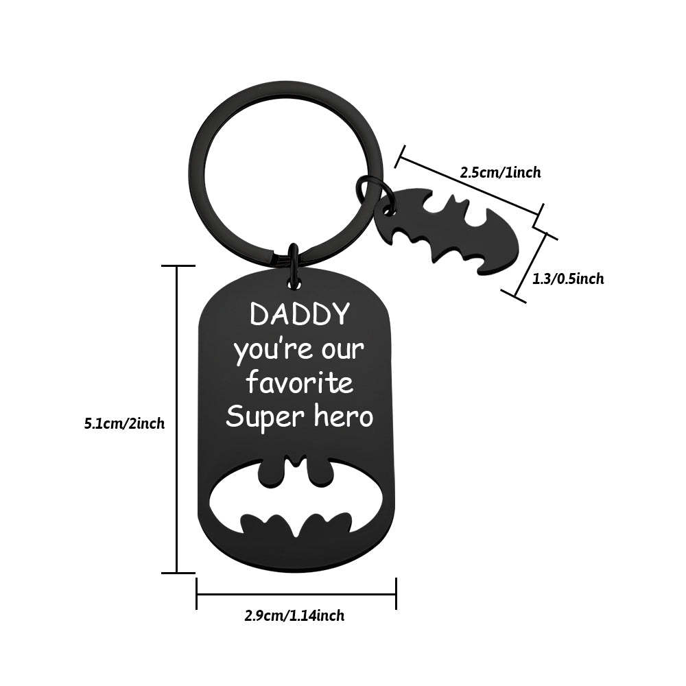 Personalized Superhero Daddy Keychain with Kids Names Gift for Father - yournamenecklaceau
