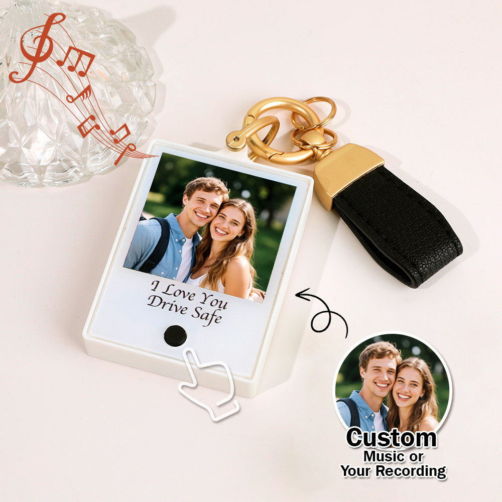 Custom Keychain With Photo and Text – Meaningful Gift with Your Personalized Music or Recording For Dad, Mom, Family, Friends - NameNecklaceAU