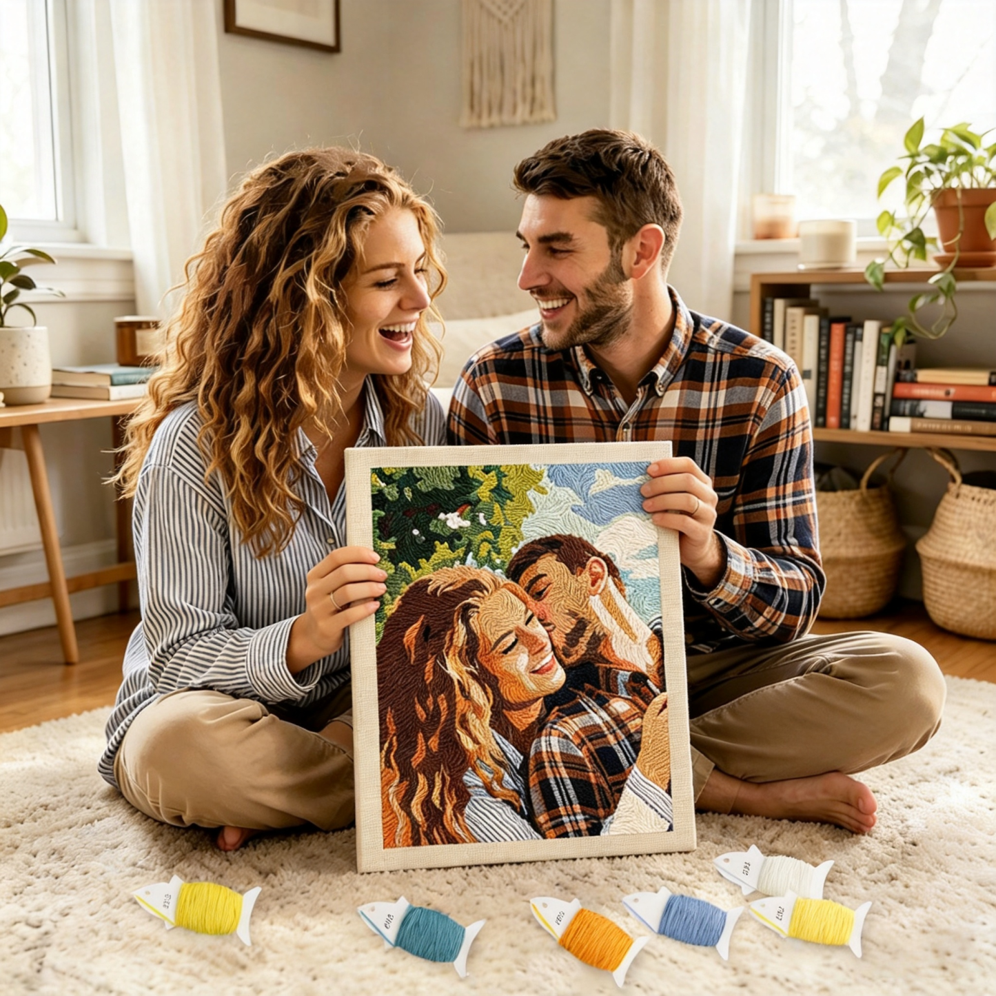 Personalized Photo Punch Needle Kit Custom Picture Embroidery Craft Anniversary Couple Portrait Material Pack Gift for Girlfriend - NameNecklaceAU