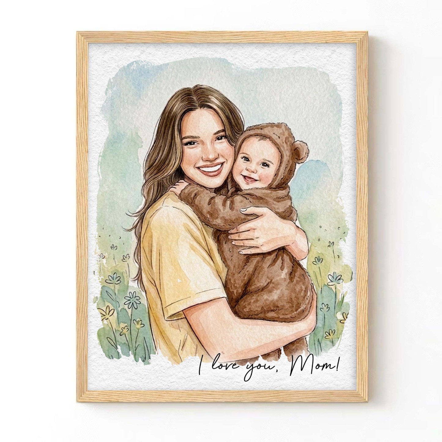 Personalized Photo to Illustration Custom Canvas Print Custom Portrait and Message Custom Photo to Art First Mother's Day Gift for New Mom - NameNecklaceAU