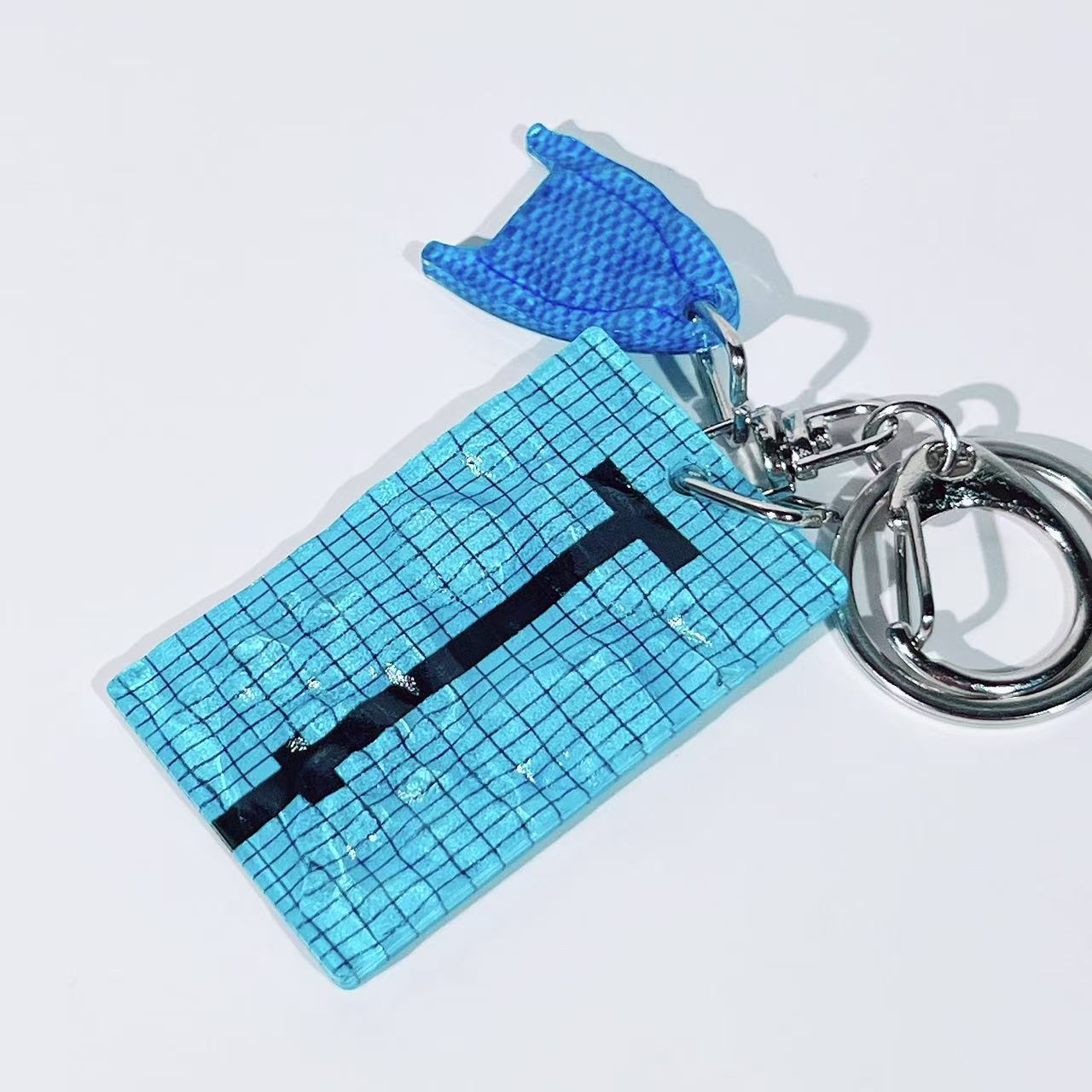 Water Ripple Swimming Pool Keychain Swim Cap Goggles Kickboard Charm Keyring - NameNecklaceAU