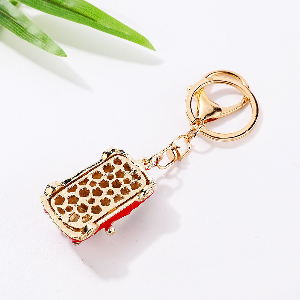 Mini Cooper Keychain Enamel Rhinestone Car Keychain Vintage Mini Car Keychain Enamel Rhinestone Key Ring Purse Charm - NameNecklaceAU