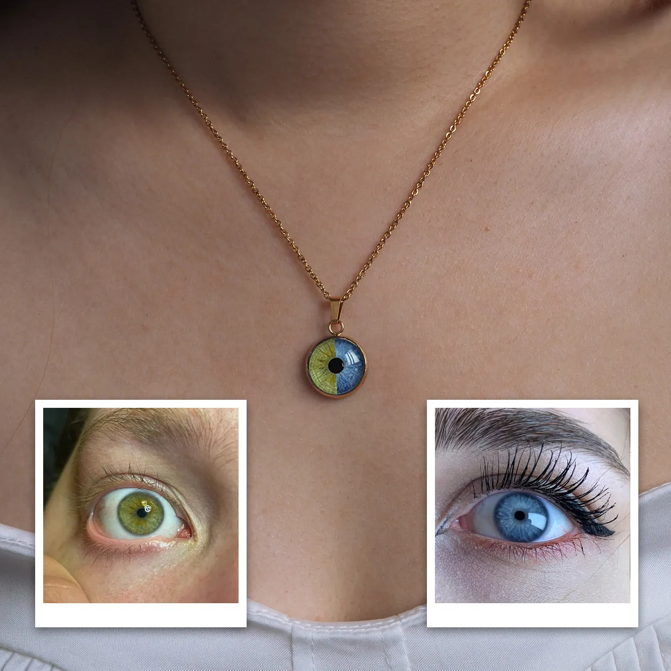 Custom Two-Eye Couple Portrait Pendant Intertwined Souls Dual Eye Necklace Personalized "Our Eyes" Necklace  Anniversary Gift for Couples
