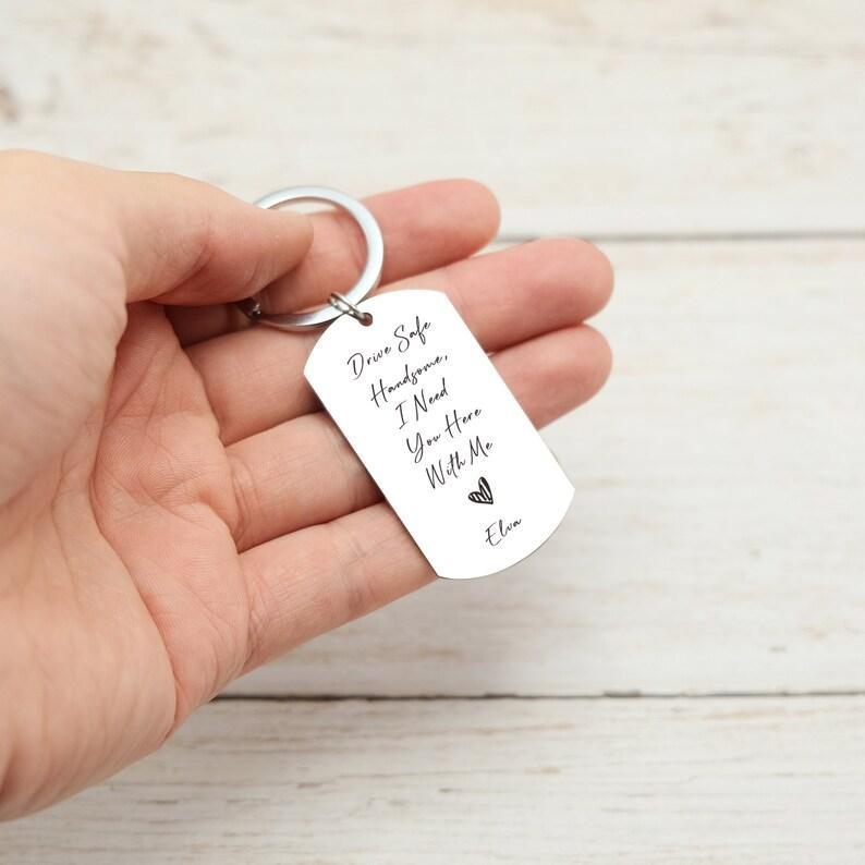 Custom Drive Safe Keychain,I Need You Here With Me,Personalise Photo Keyring,Gift For Boyfriend or Husband,Valentine's Day Gifts,Anniversary - NameNecklaceAU