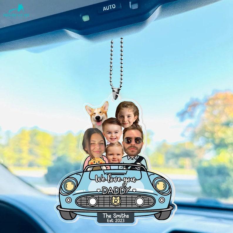 Custom Photo Drive Safe Daddy Ornament for Car, Personalized Birthday Gift Idea for Daddy, Customized Funny Baby Picture Acrylic Hanger - NameNecklaceAU